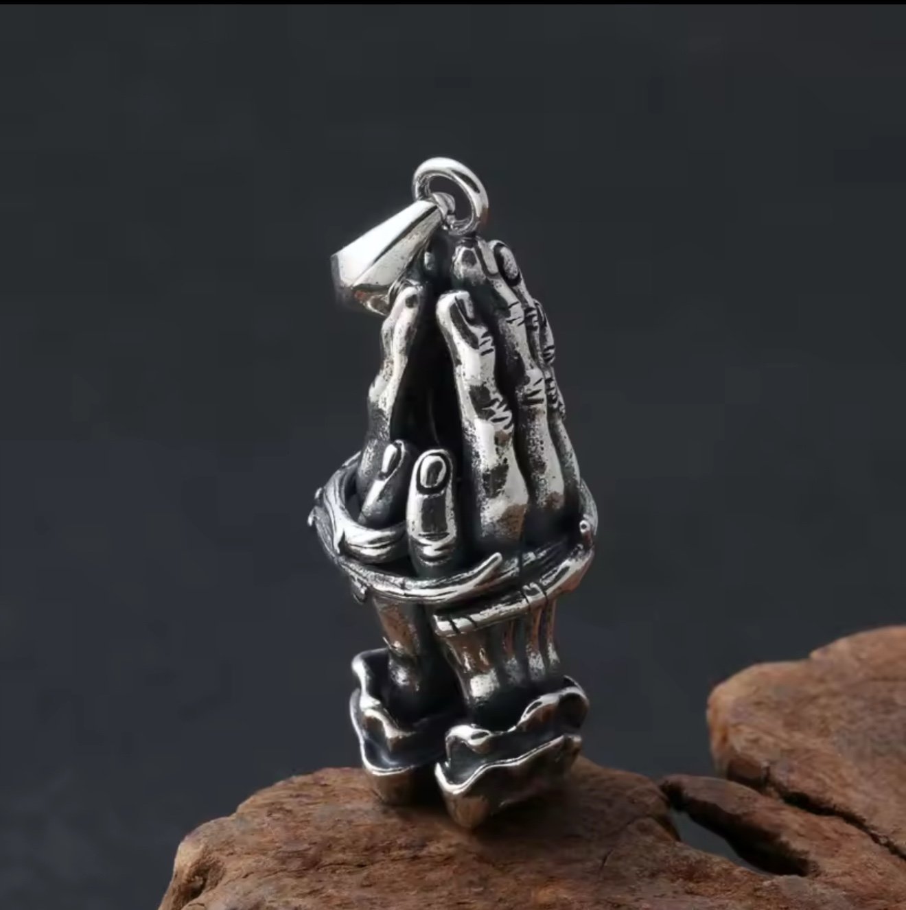 Solid 925 sterling silver prayer hands pendent