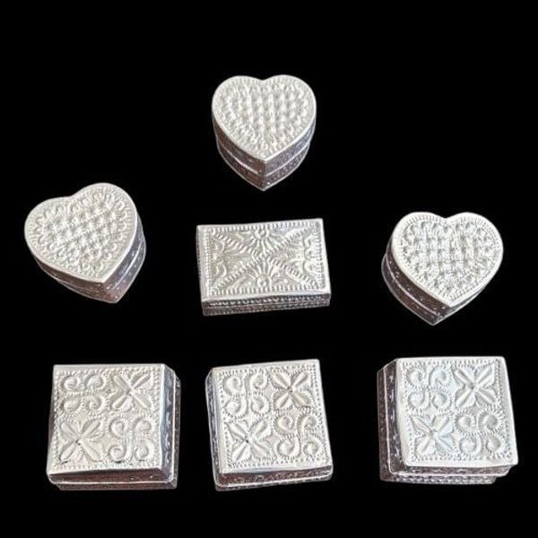 Set of 7 Handcrafted Balinese Offering Boxes - Aluminum Decorative Trinket Boxes