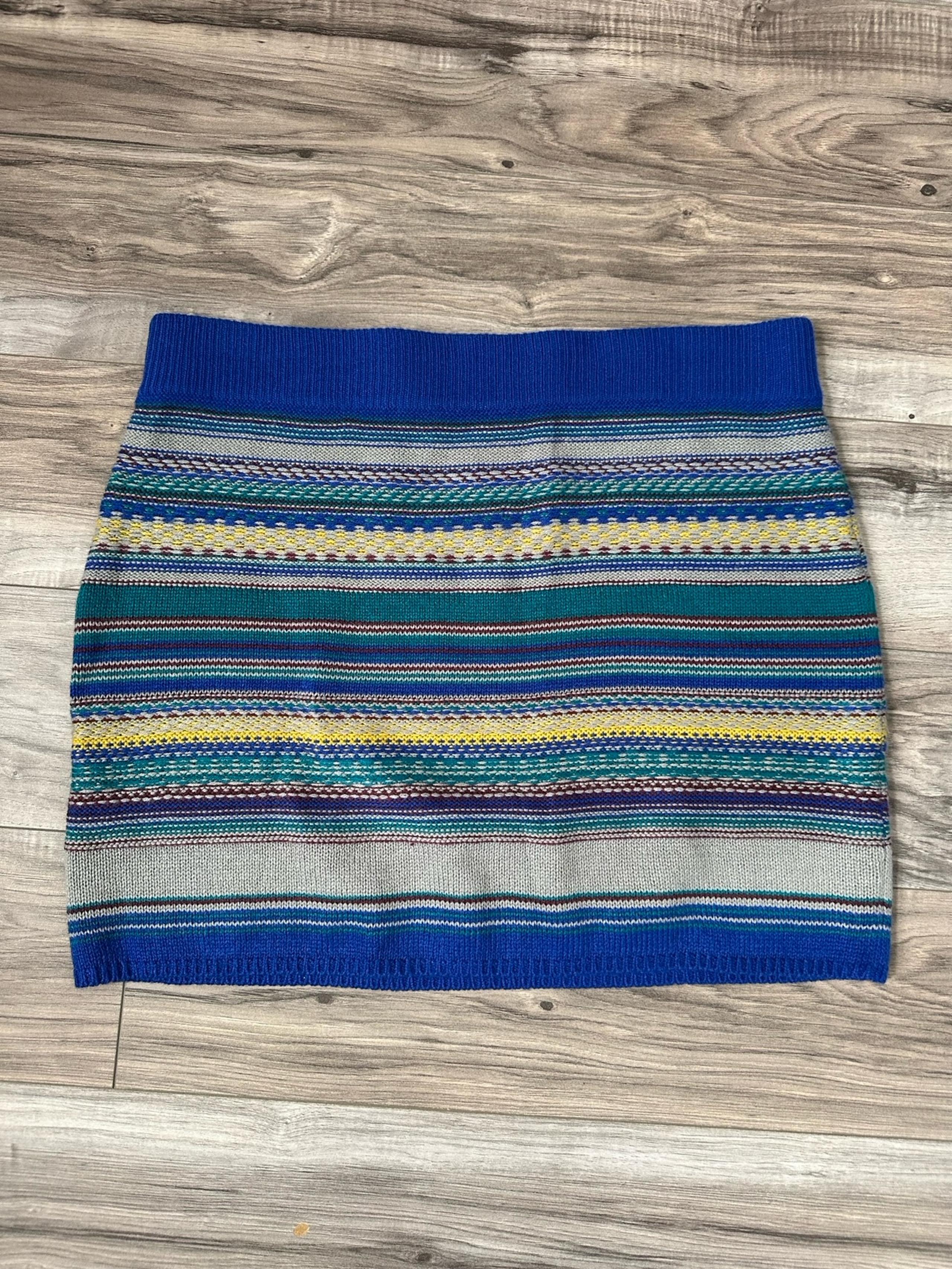 Mossimo Knit Mini Skirt Striped Pattern and Stretchy Waistband in Blue Size XL