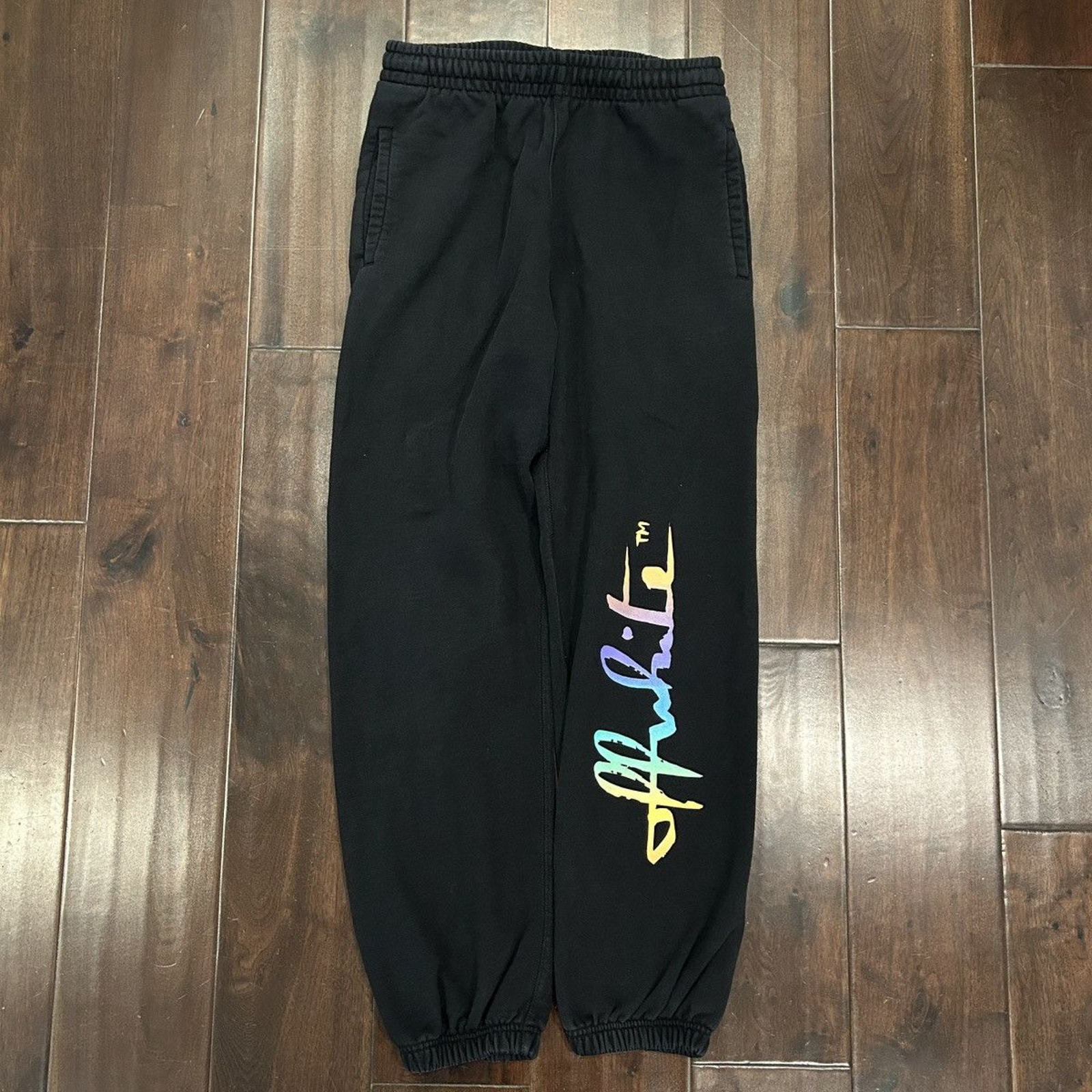Off White Rainbow Script Sweatpants