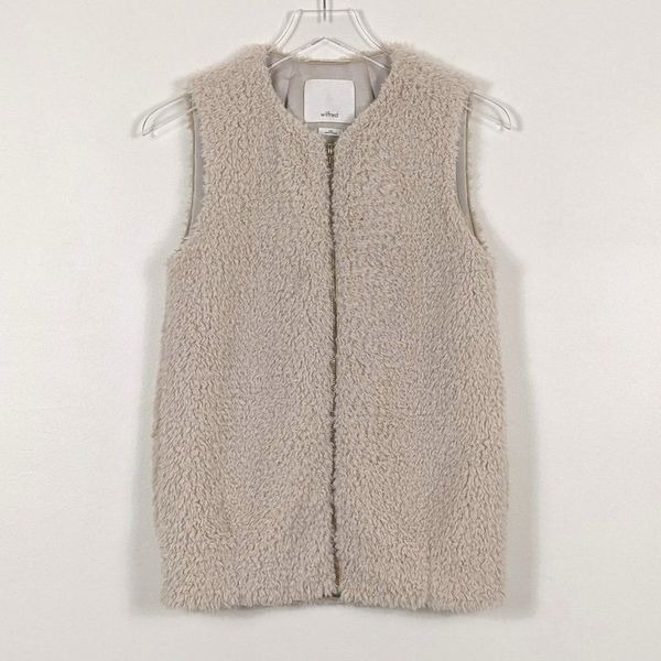 Wilfred Aritzia Cream Faux Sherpa Fleece Vest Women's XXS