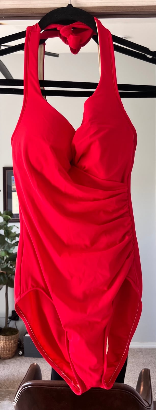 Magic Suit One Piece Swimsuit Red Ruched Underwire Padded Bathing Suit Sz 8