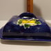 Celestial Moon Lemons Italian Hand Painted Butter Dish Lid Cobalt Pottery Rare