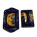 Celestial Moon Lemons Italian Hand Painted Butter Dish Lid Cobalt Pottery Rare