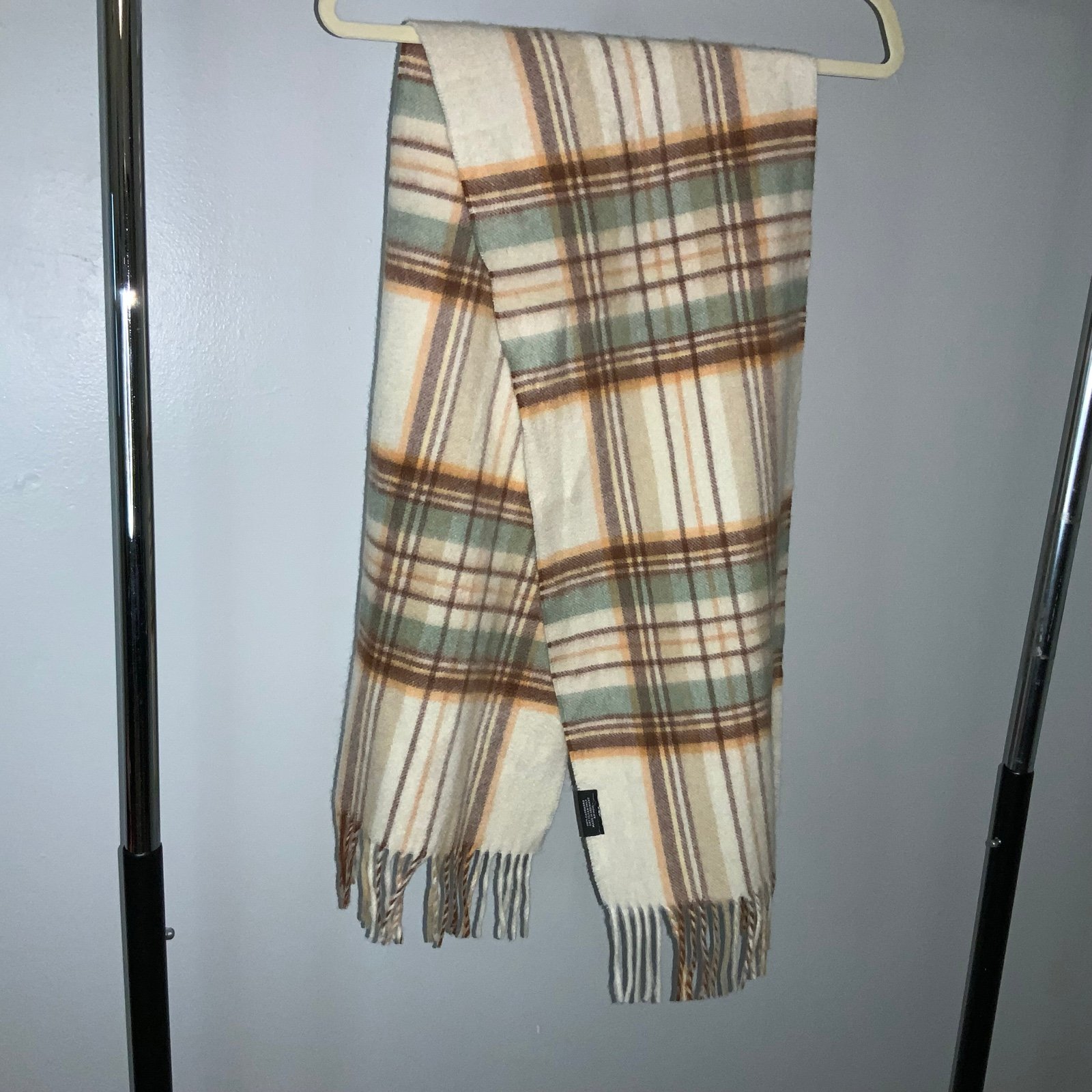 Valentin Fraas plaid cashmere scarf Fringed edges OS