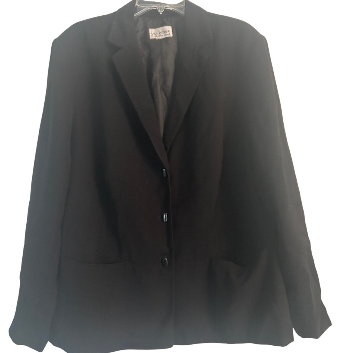 GUC Villager Woman Vintage Black Blazer Lapels Buttons Lined Size 4XL