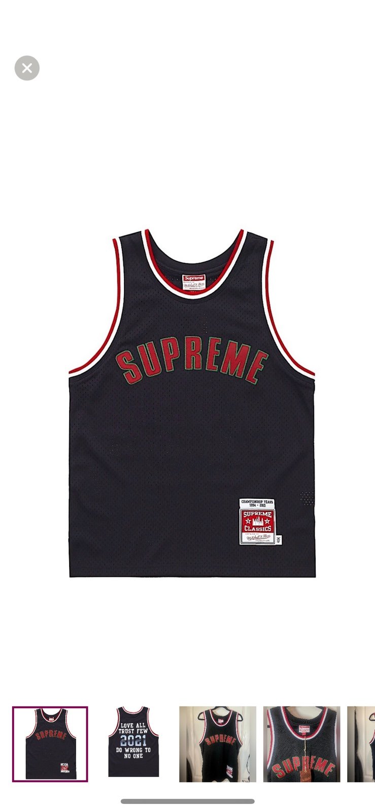 SUPREME x Mitchell and Ness basketball tank JERSEY