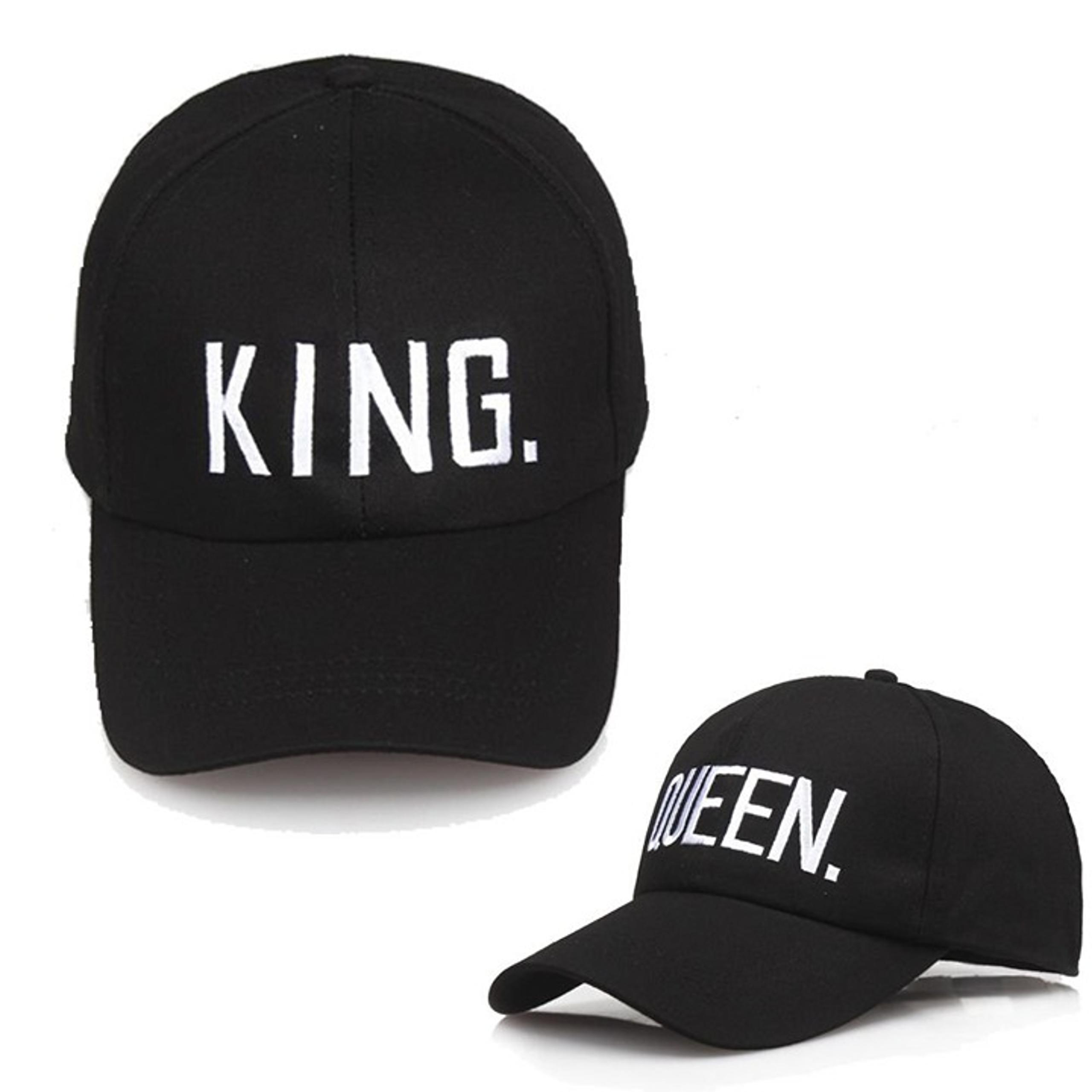 Lot of 2 King & Queen Baseball Cap Black, White Letters, Hip Hop, Party, Stylish