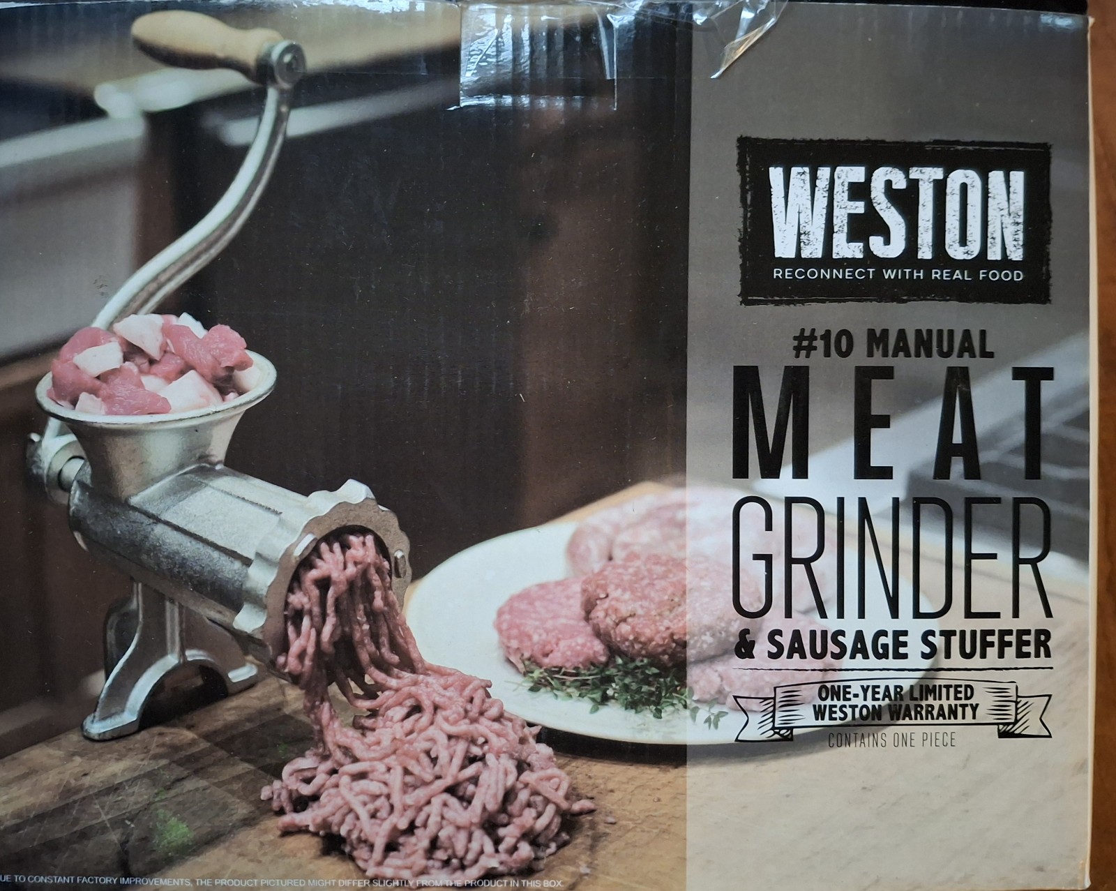 Weston 36-1001-W Manual Tinned Meat Grinder and Sausage Stuffer - Silver