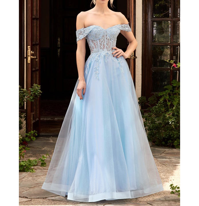 Light Blue Sweetheart Corset Formal Prom Dress 8