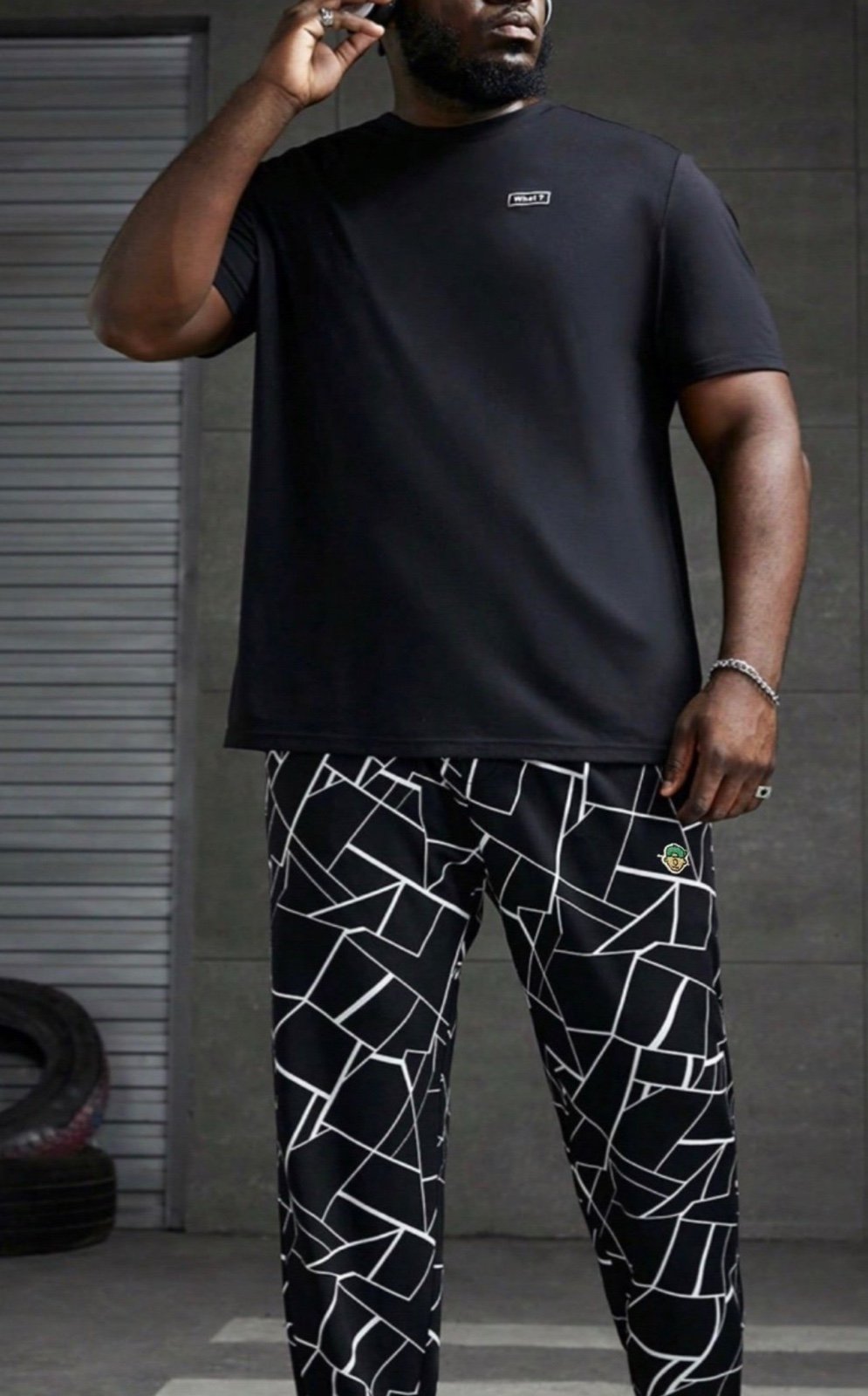 TRUKFIT® Geo Shatter Pure Cotton French Terry AOP Sweatpants in Black - XL
