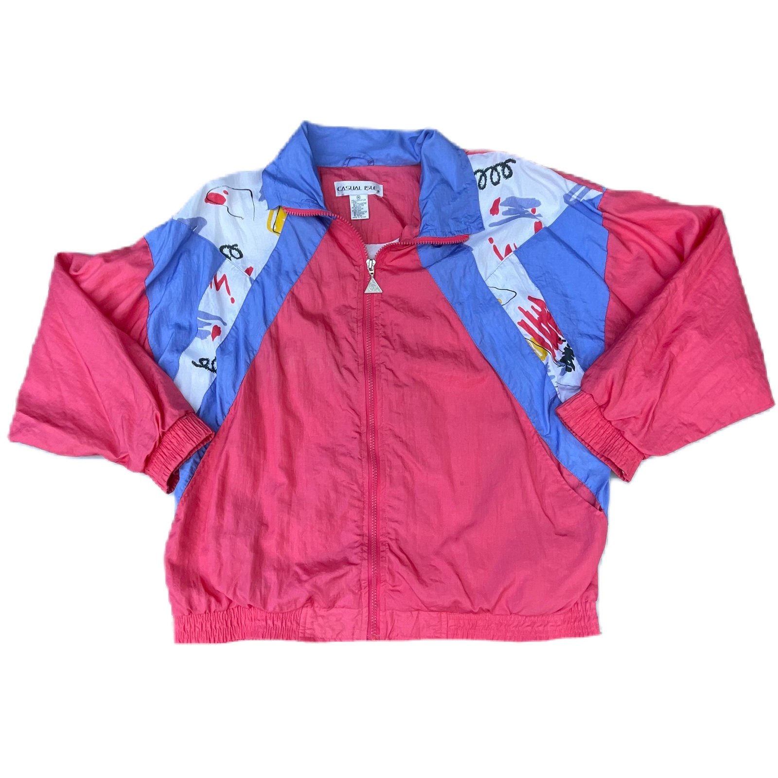 Vintage 80s Pink Casual Isle Windbreaker Zip Up Jacket