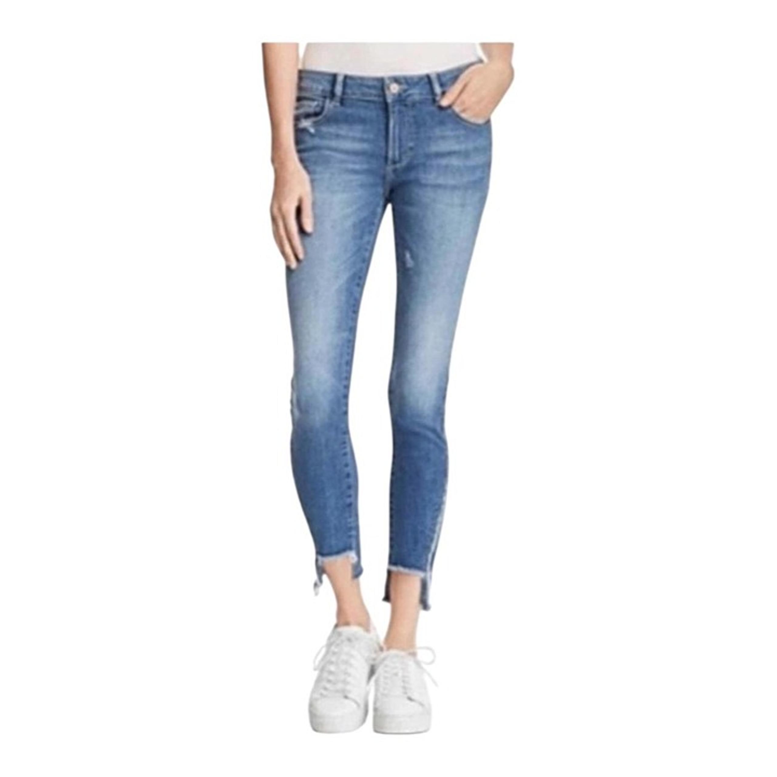 DL1961 Jeans Womens 26 Blue Cropped Frayed Raw Hem MidRise Skinny Legging