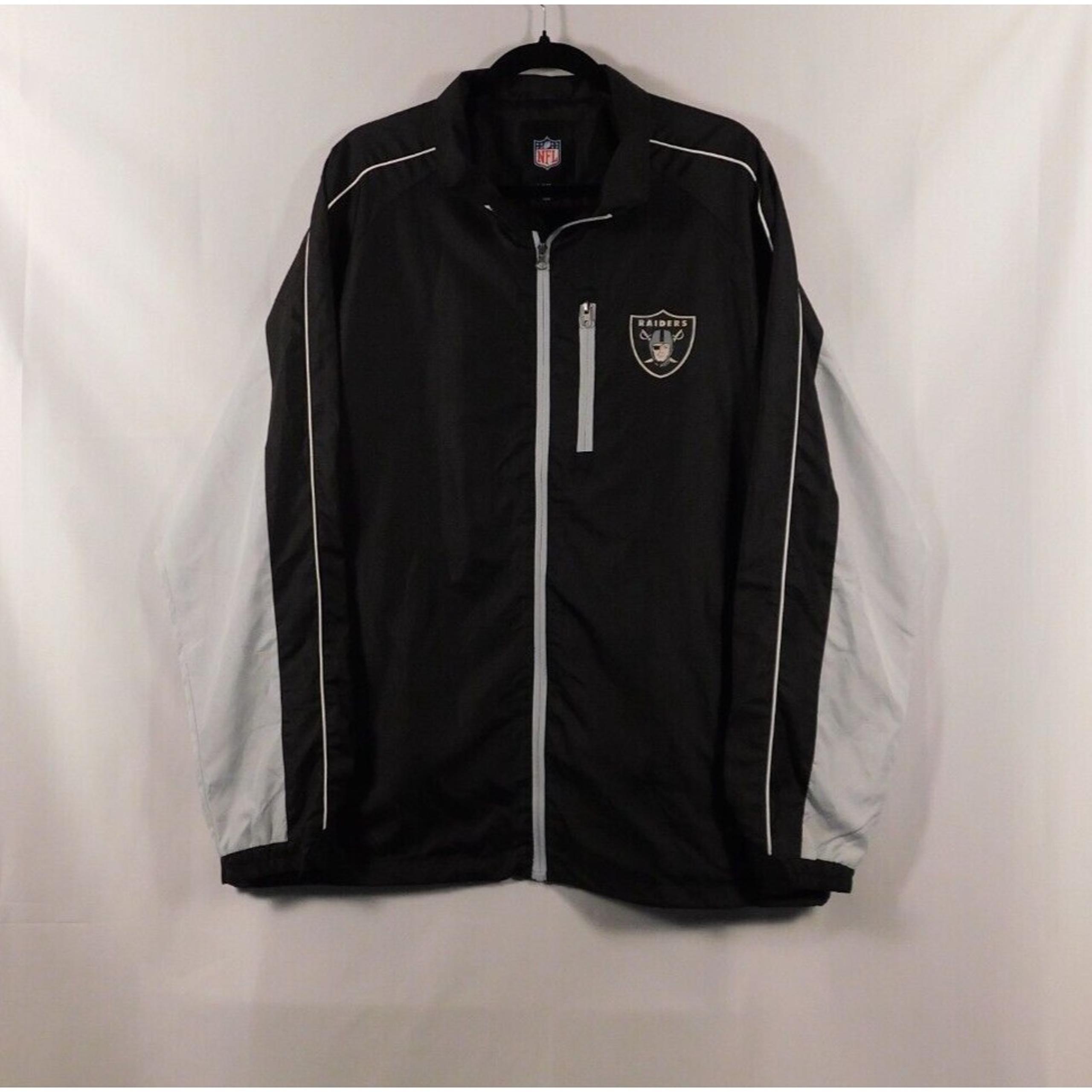 NFL Mens Black Las Vegas Raiders Football Full-Zip Windbreaker Jacket Size XL