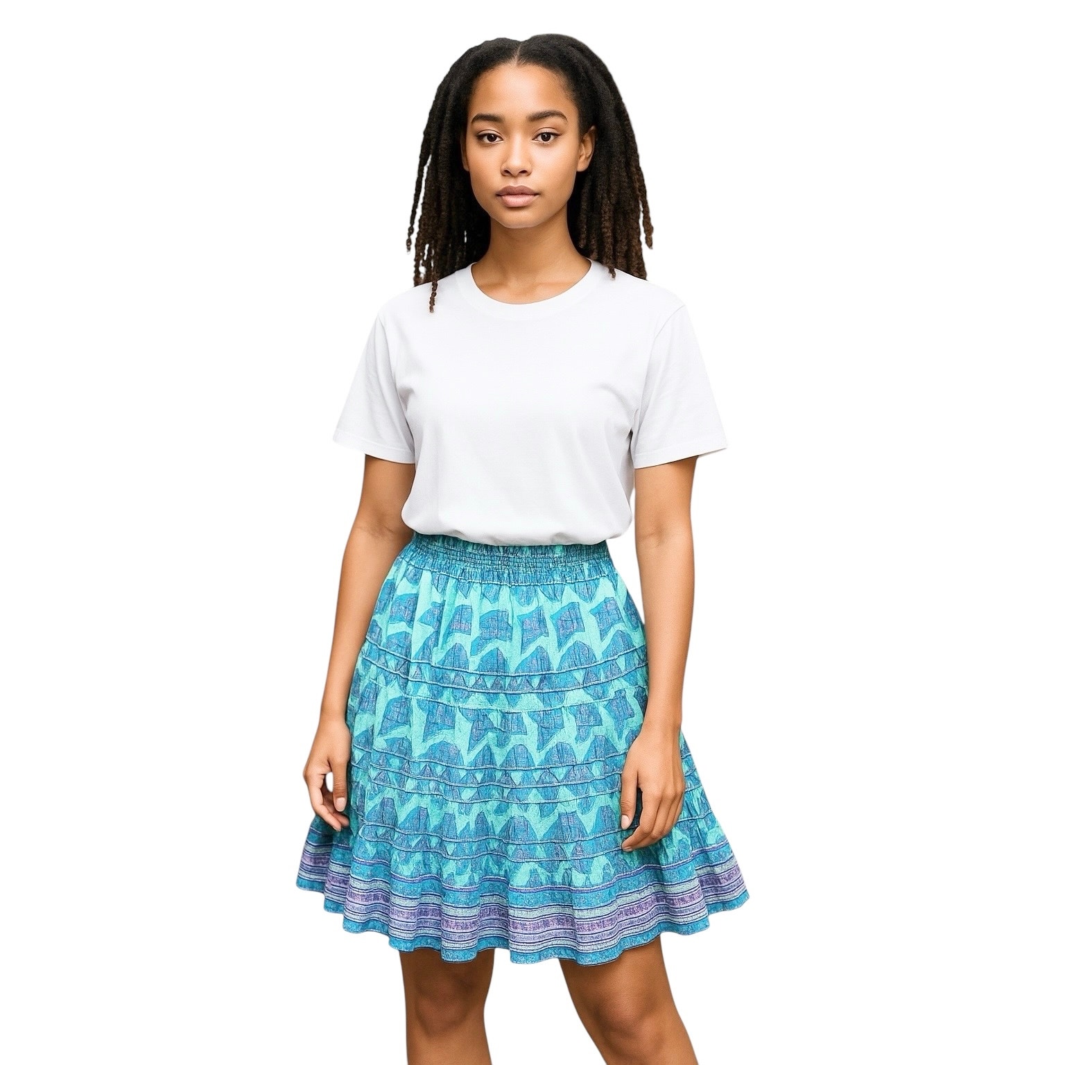 Vineyard Vines Tang Fish Smocked Skirt Crystal Blue size M NWT