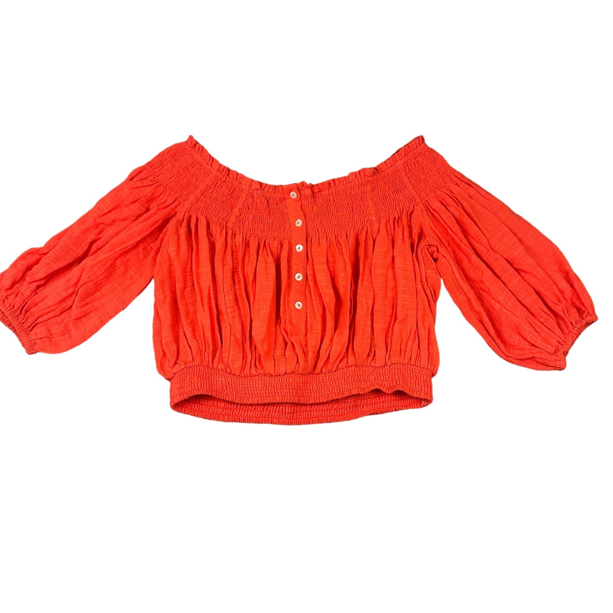 We The Free Size S Womens Orange Dancing Til Dawn Blouse Top