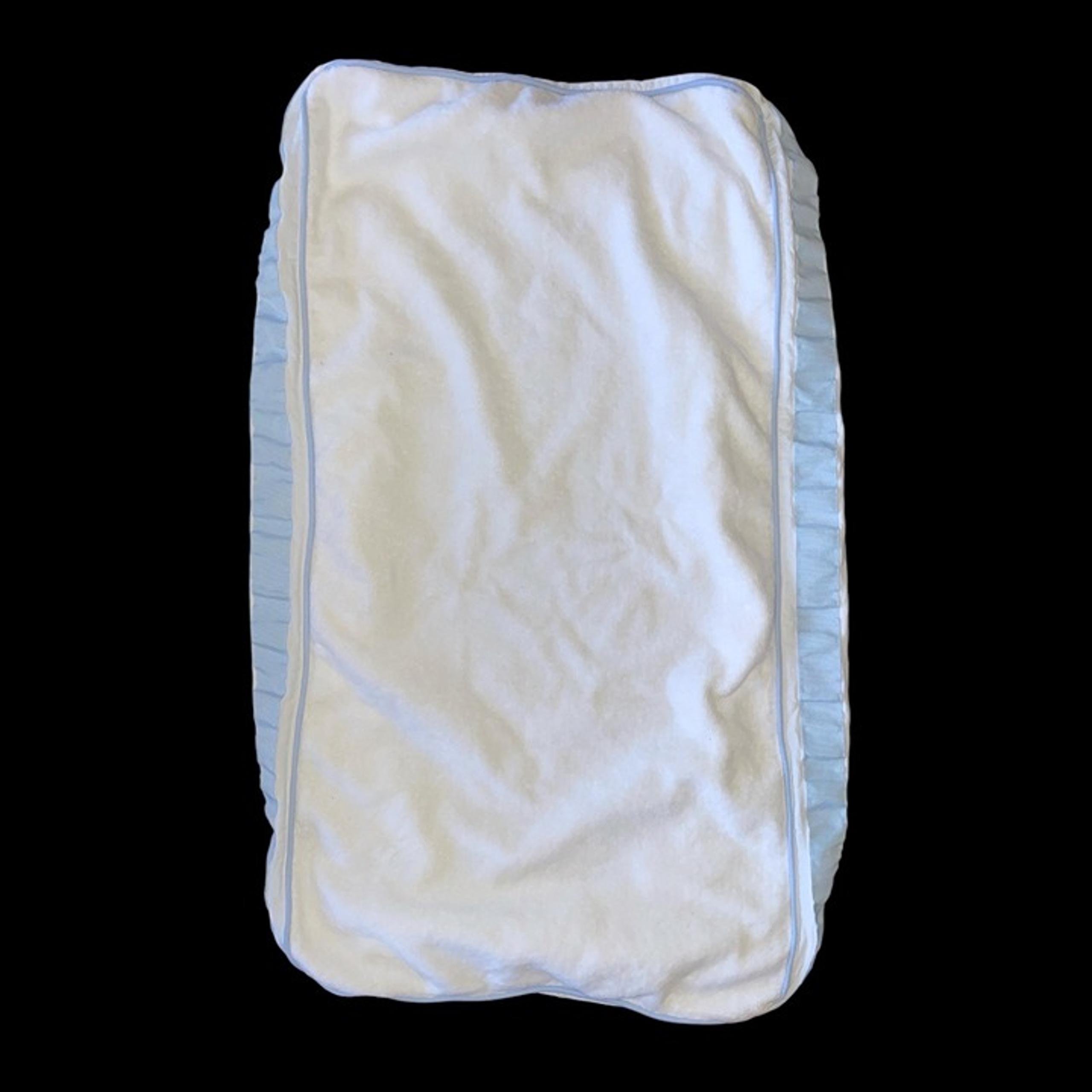 Pottery Barn Kids White & Blue Changing Pad Cover With Elasticized Corners & Rib