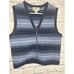 Cambridge Dry Goods Company Blue Striped 100% Wool Women's Sweater Vest Zip-Up M