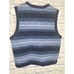 Cambridge Dry Goods Company Blue Striped 100% Wool Women's Sweater Vest Zip-Up M