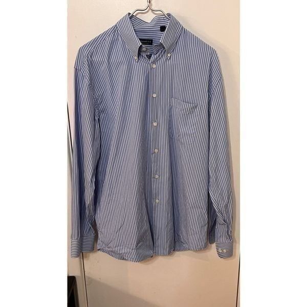 Ceccarelli & O Mens Striped Long Sleeve Button-Down Shirt Blue White Size Large
