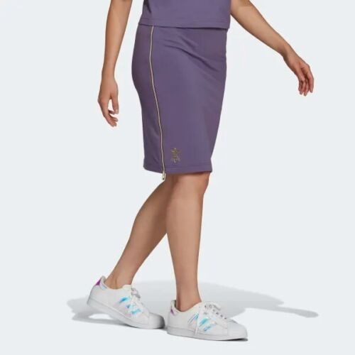 Adidas Midi Skirt LARGE Tech Purple Gold Zipper - Athletic
