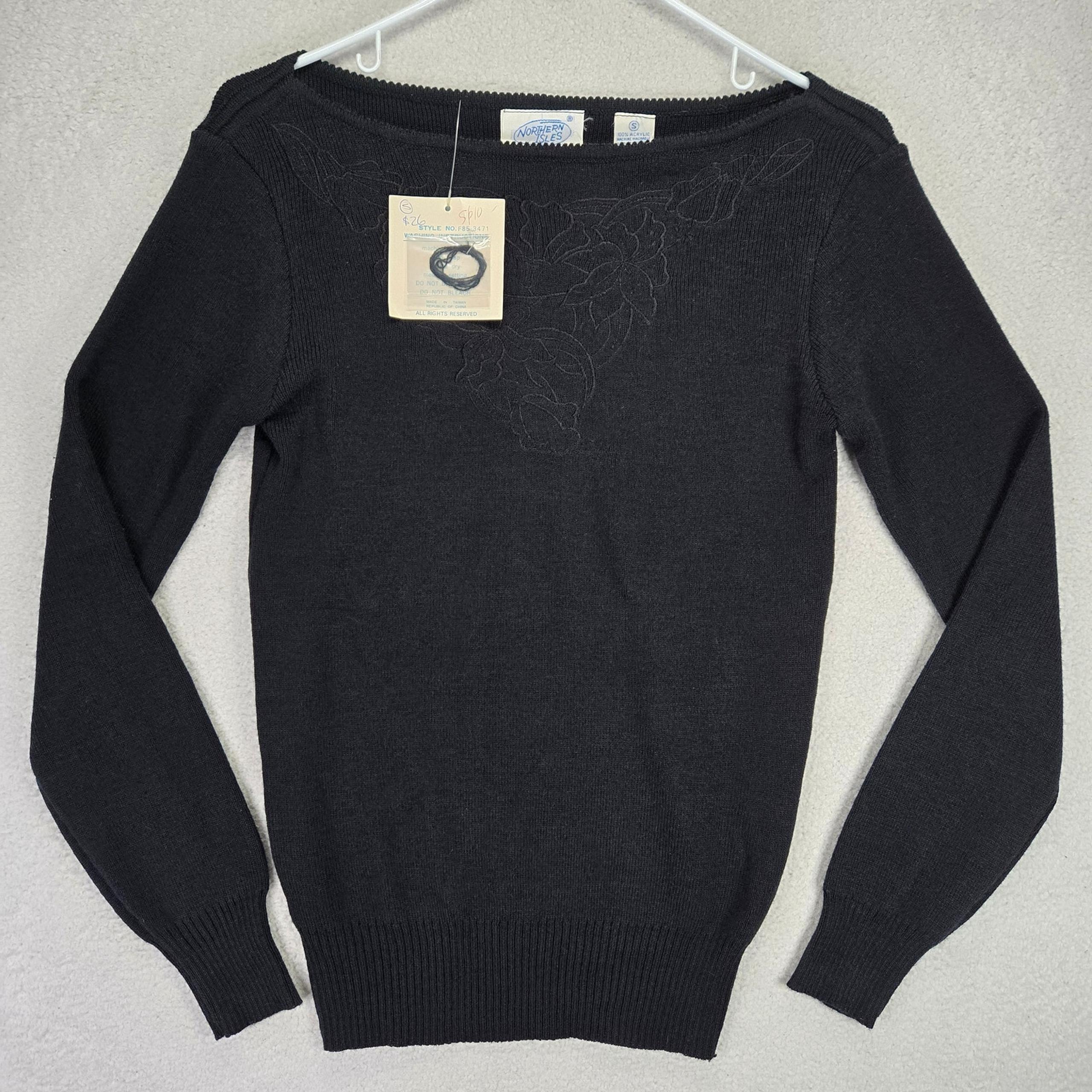 Northern Isles Embroidered Sweater Womens S Acrylic Pullover Scoop Neck NEW
