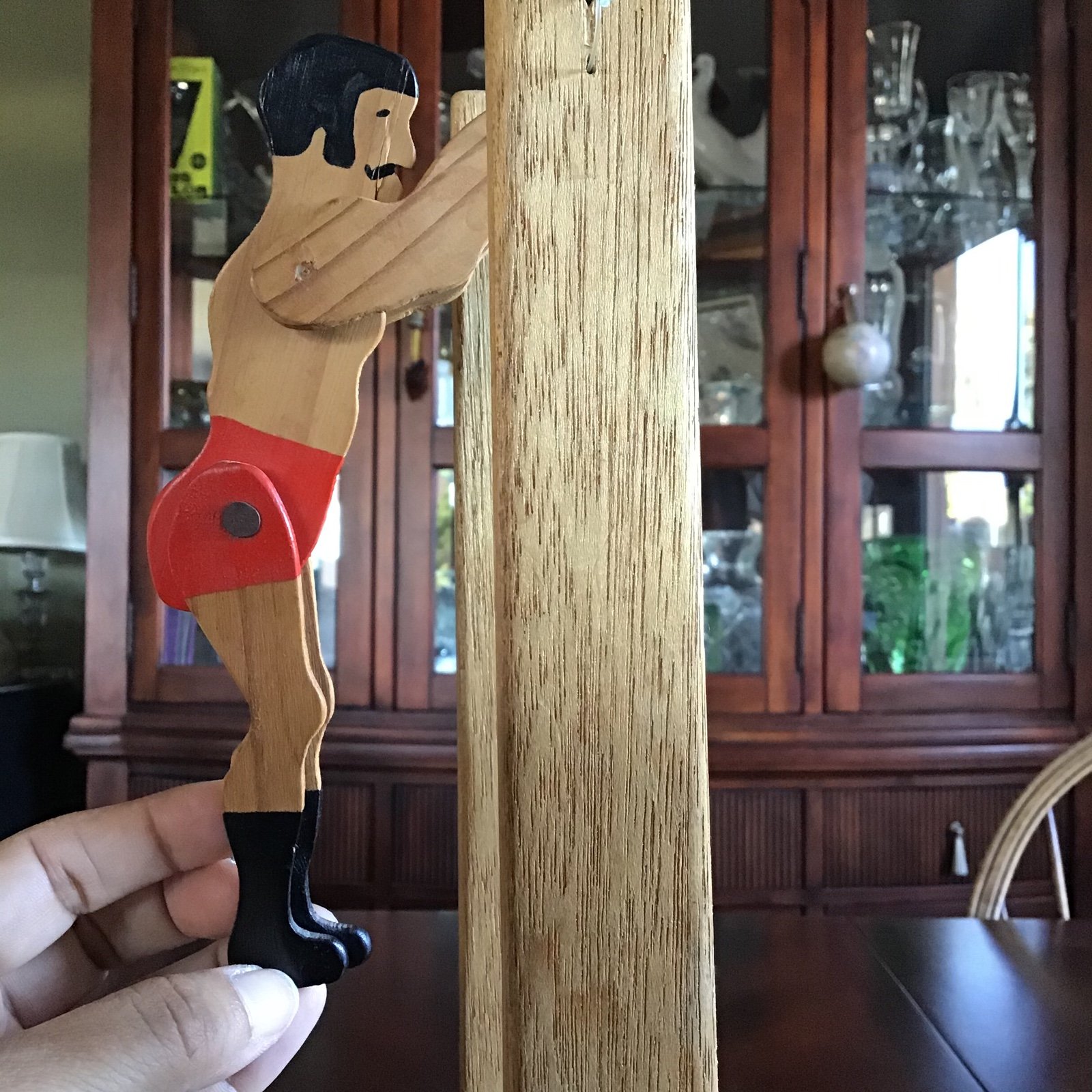 Vintage Wooden Acrobat Man Push Toy