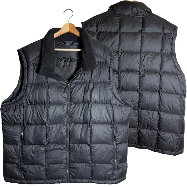 Eddie Bauer Goose Down Puffer Vest Men's XXL Black Quilted Outdoors Full Zip Dad