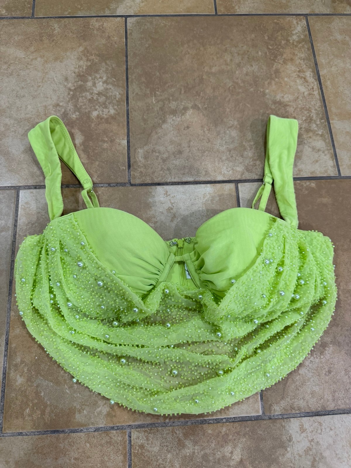 Low Plunge Neck Crop Top in Lime