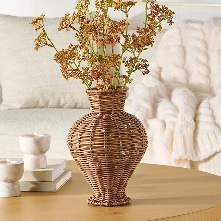 Better Homes & Gardens 10 Woven Rattan Wicker Vase Natural Brown