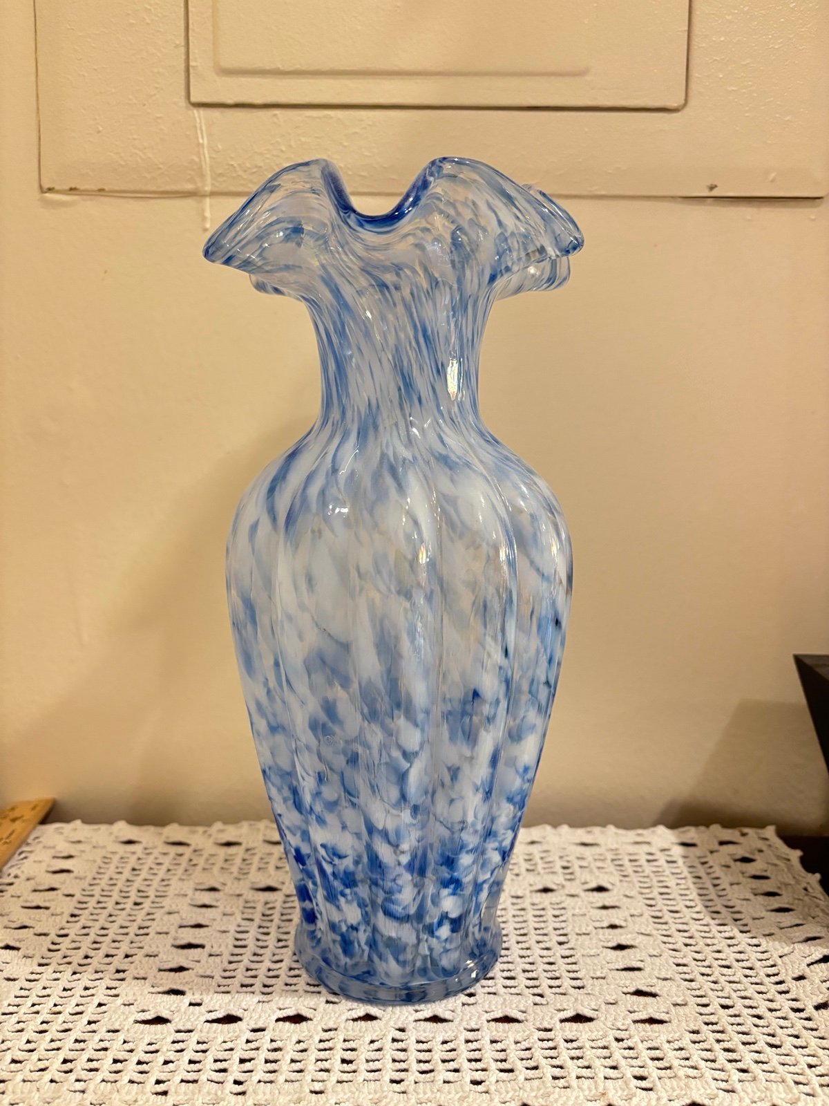 Fenton Blue Mist Murrhina Vase