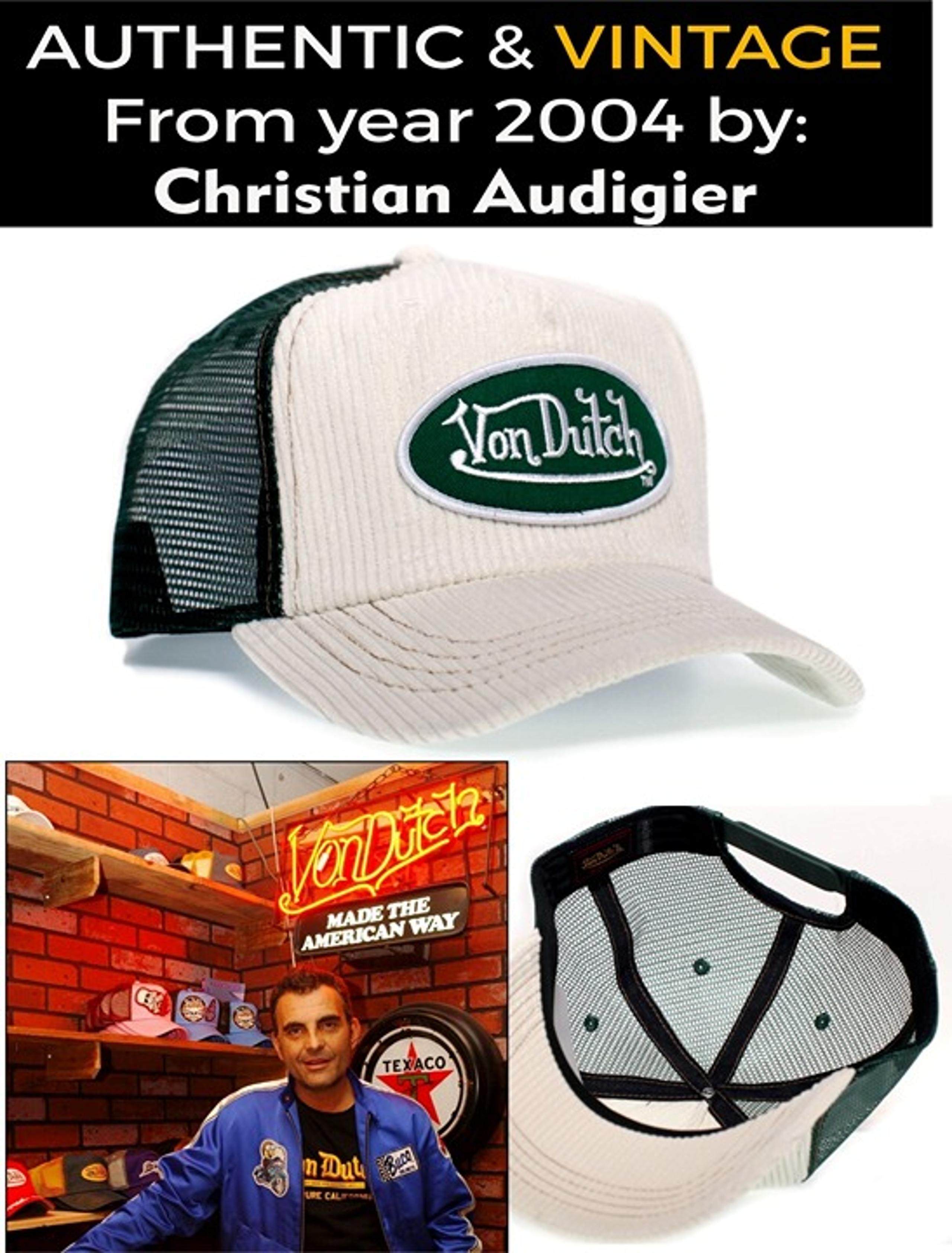 Retro Y2K 2000s Authentic Vintage Von Dutch Originals White Corduroy Green Hat