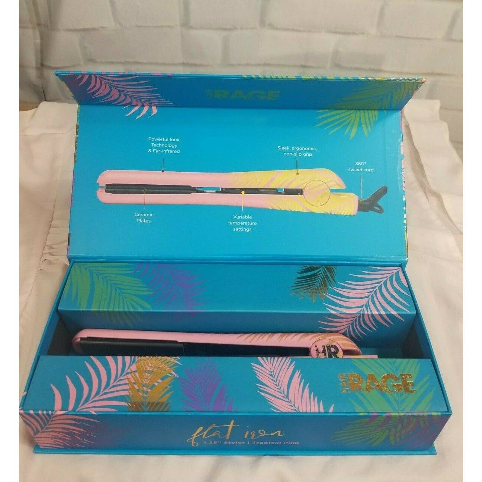 Hair Rage Flat Iron 1.25 Styler / Tropical Pink New In Box