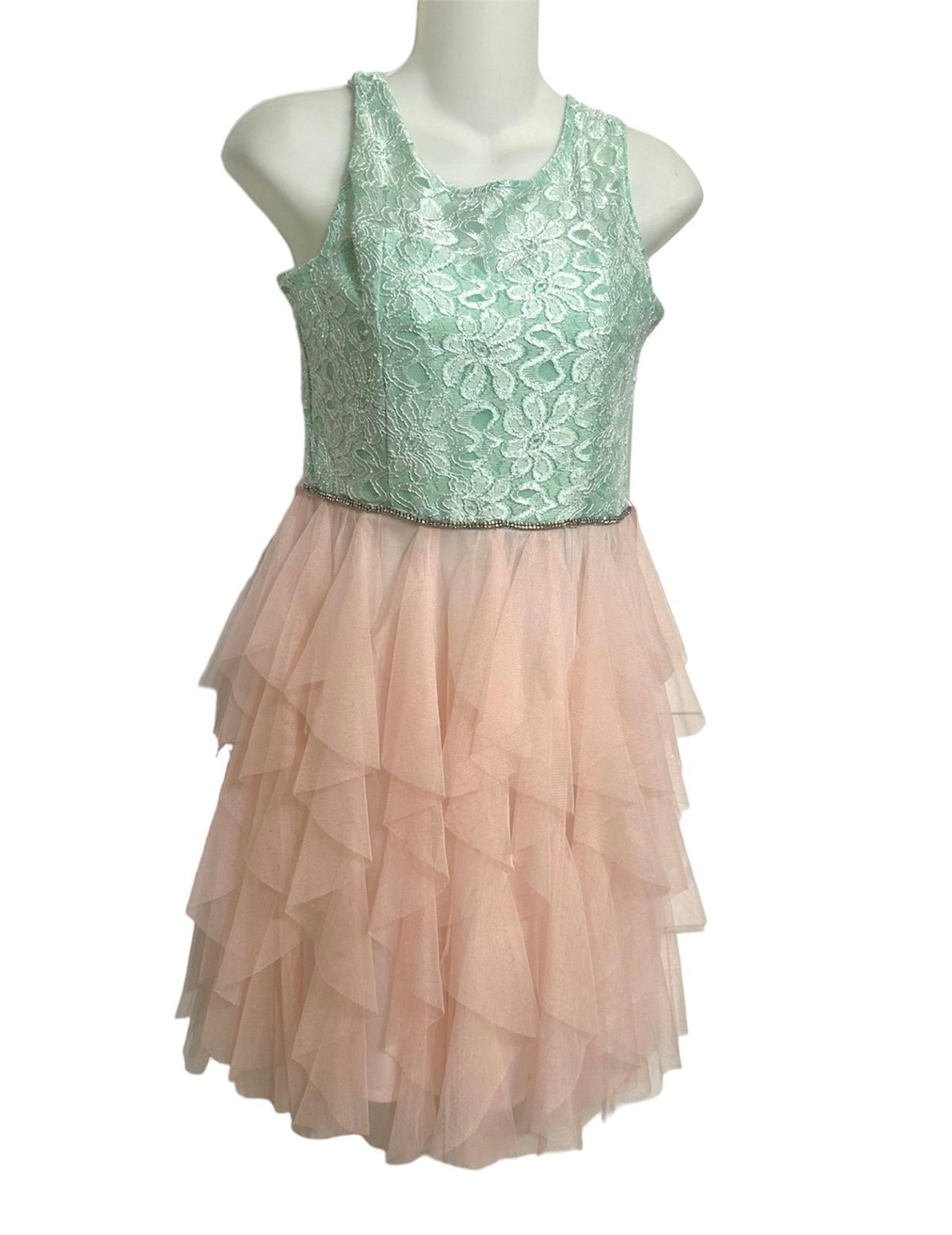 NWOT Rare Editions Girl’s Sleeveless Lace Ruffled Cascading Dress Sz. 16