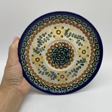 CERAMIKA ARTYSTYCZNA POLISH POTTERY DESSERT TOAST 7.75 PLATE Sunflower UNIKAT