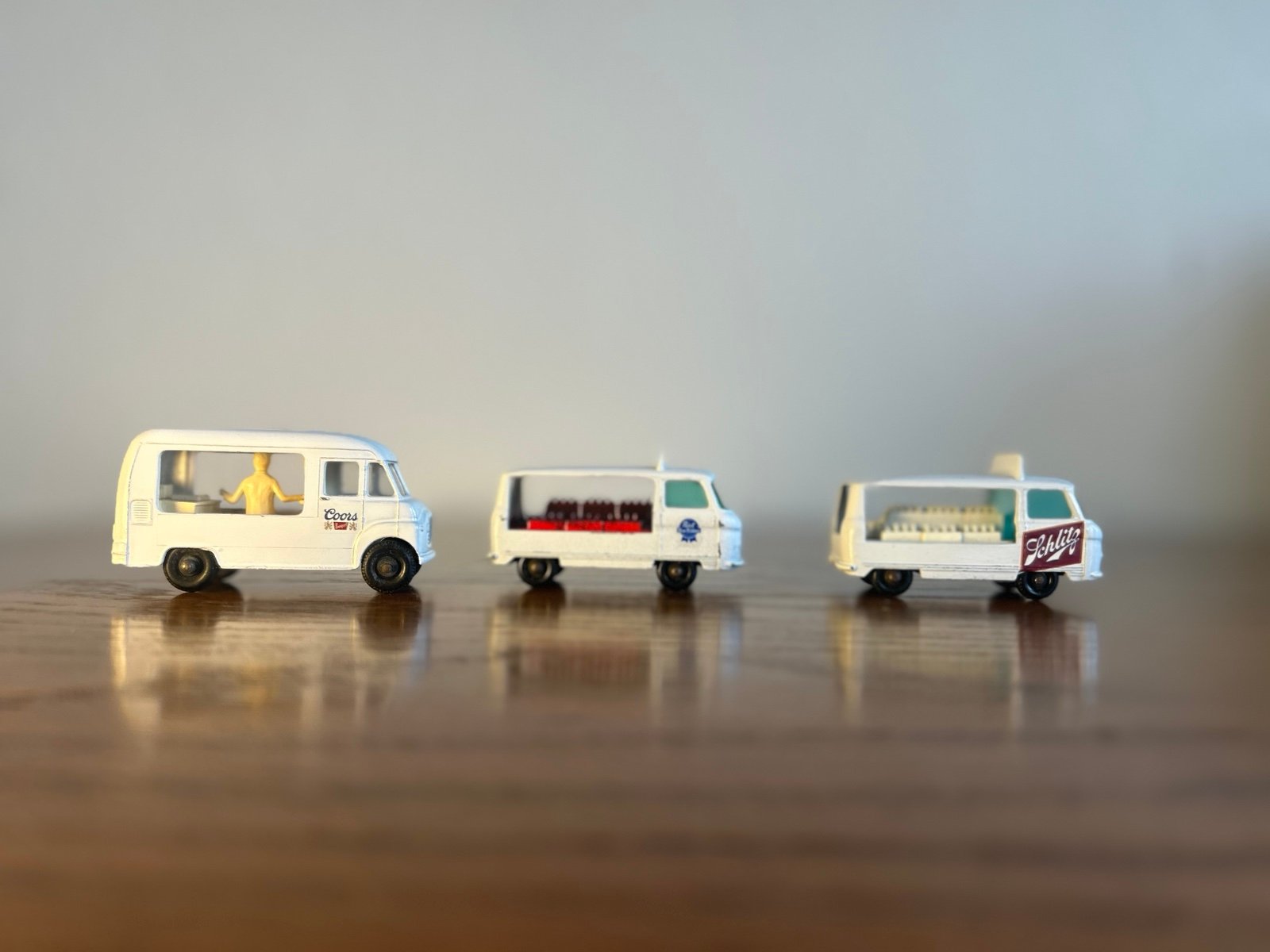 3 CUSTOM Vintage Lesney Coors, Schultz Beer, & Pabst Blue Ribbon Commer Trucks