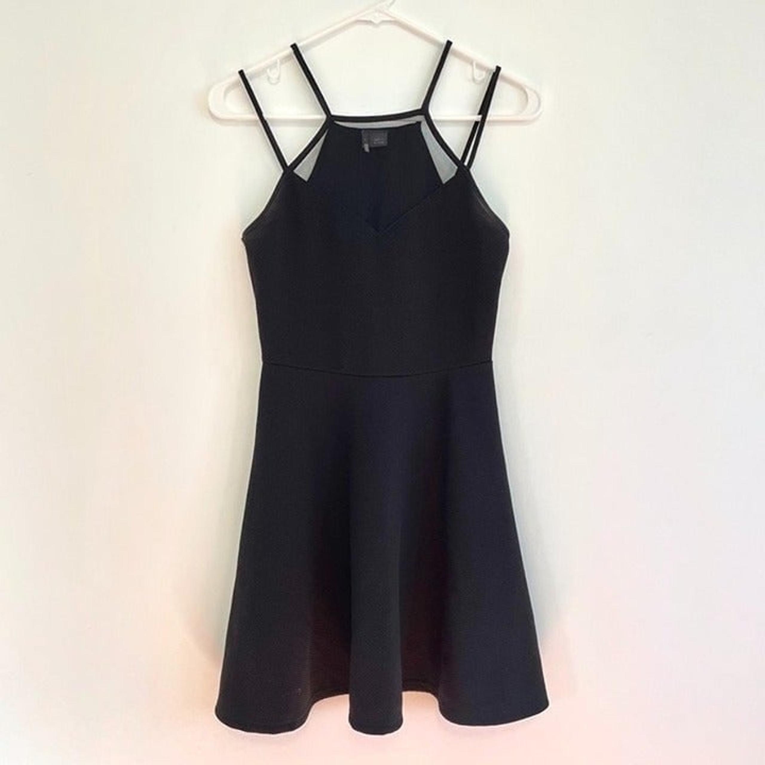 SPARKLE FADE URBAN OUTFITTERS UO Mesh Panel High Neck Skater Dress Black Mini S