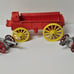 Vintage Cast Iron Barclay Howlitzer Cannons with Auburn Rubber Toy Red Wagon