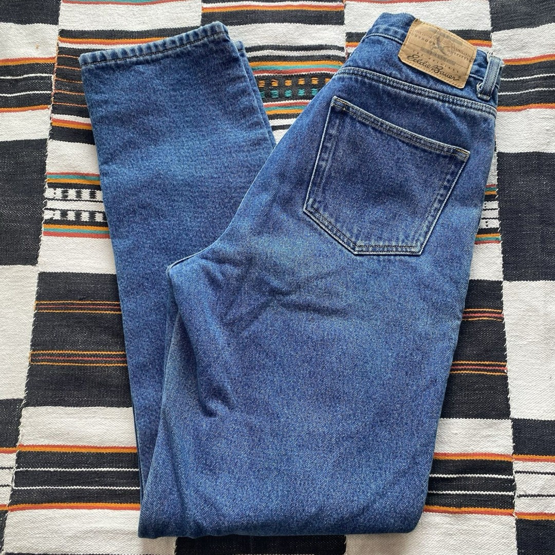 Vintage Eddie Bauer Flannel Lined Thisck Denim Jeans. Size 8 Tall. 100% Cotton.
