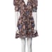 Ulla Johnson Brown and Blue Ruched Puff Sleeve Mini Dress SZ XS