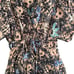 Ulla Johnson Brown and Blue Ruched Puff Sleeve Mini Dress SZ XS