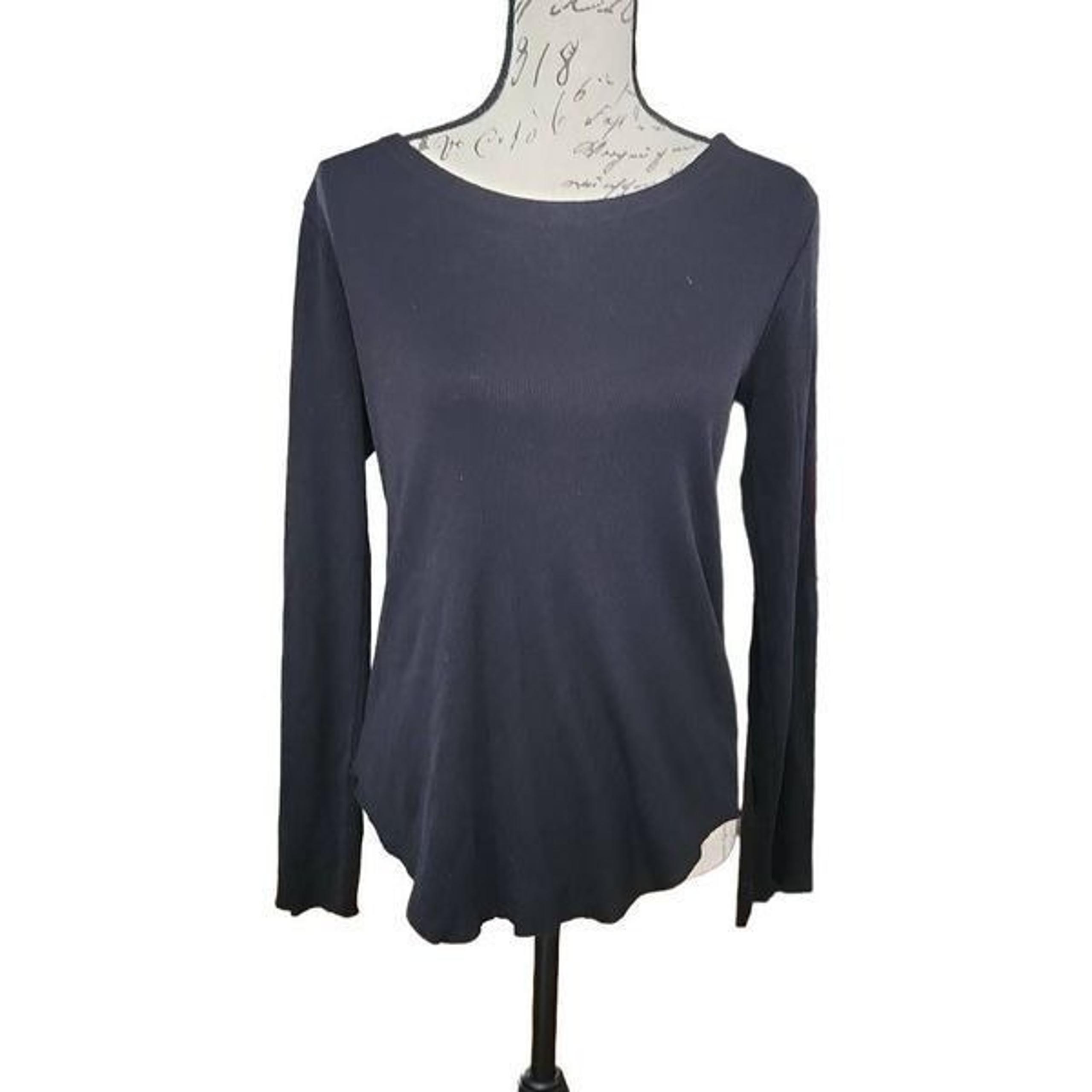Chaser Ladies Size Medium Black Soft Ribbed Long Sleeve Shirt with Lace up Back