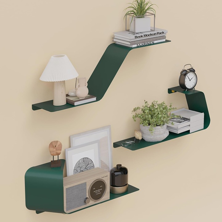 Set of 3 Wall Mounted Metal Shelves with Unique Design FREE SHIPPING
