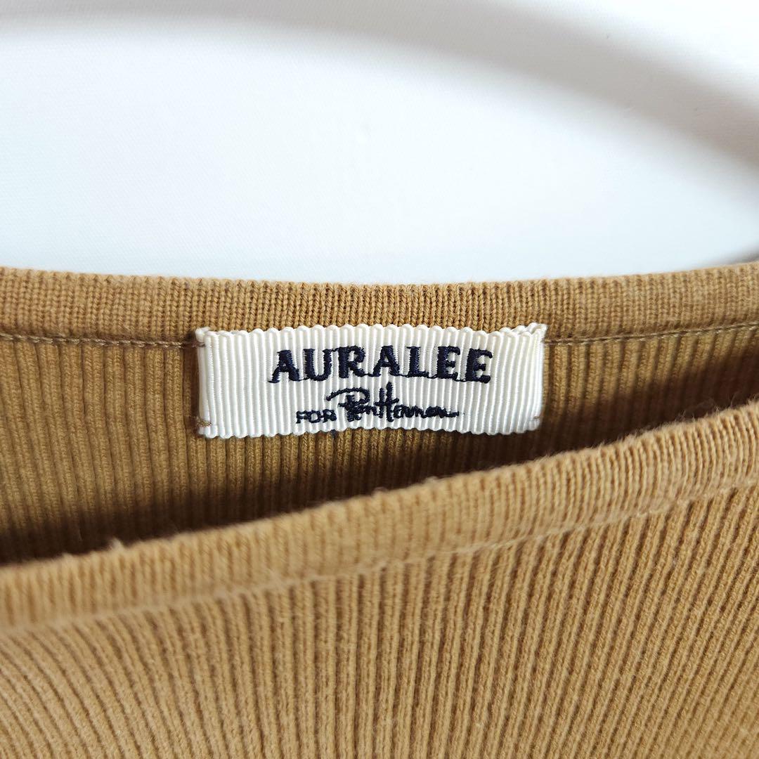 AURALEE Ron Herman Giza Rib Boat Neck Pullover - Olive Green
