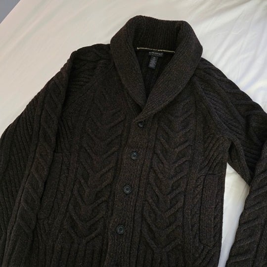 Banana Republic Brown Cable Knit Shawl Collar Cardigan