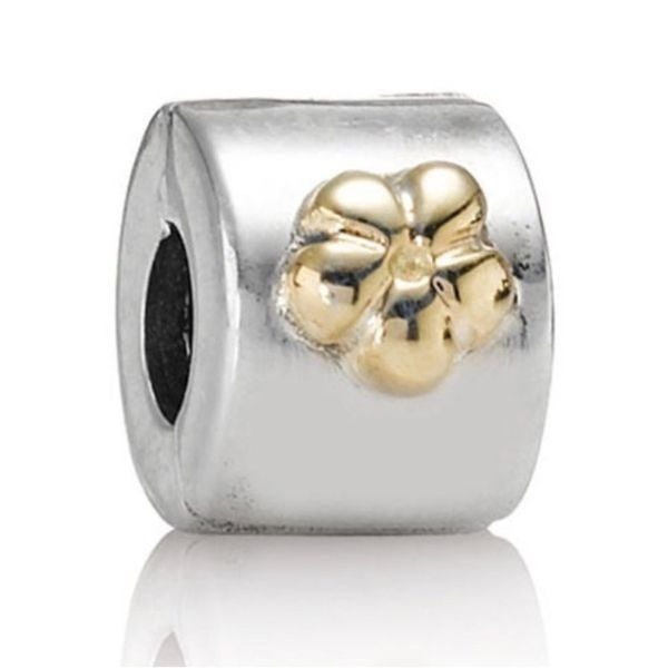 Authentic Pandora Two-Tone Flower Clip Charm
