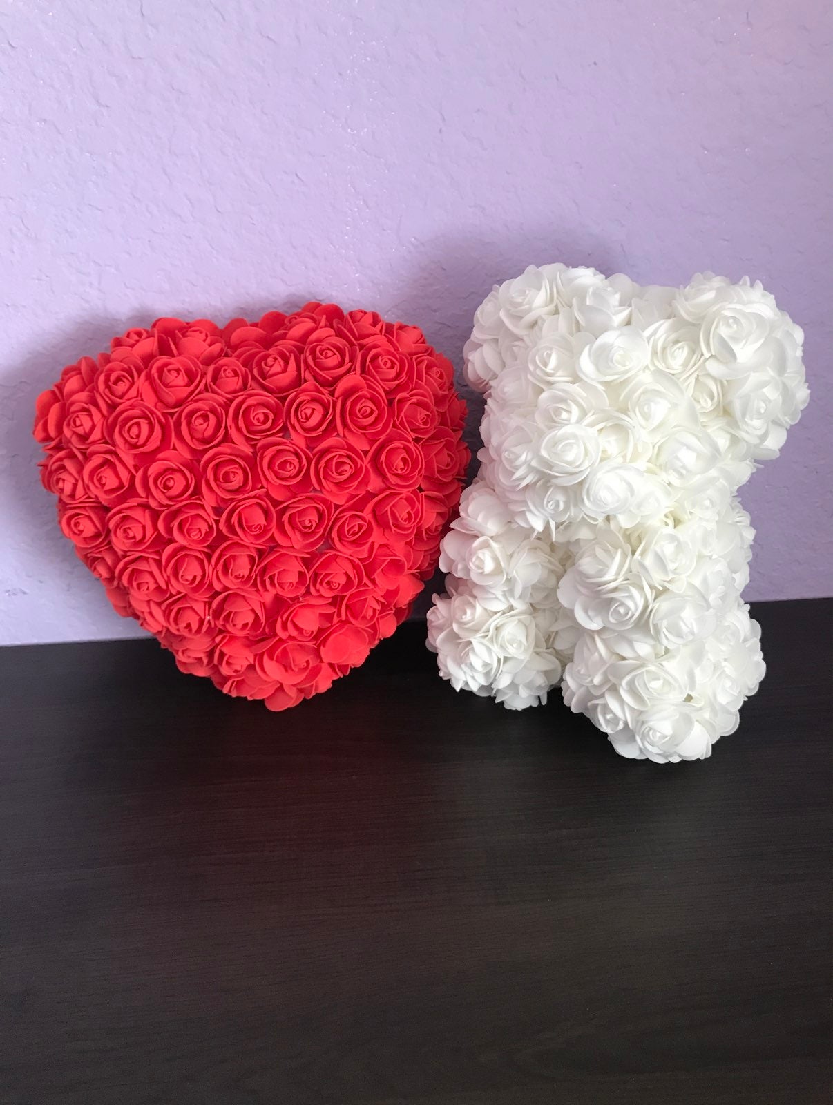 White Rose Bear + Heart