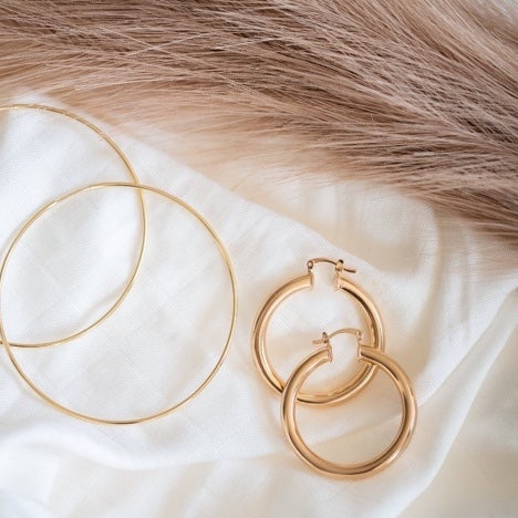 14K Yellow Gold Thick Large Tube Hoop Earrings, 20mm x 5mm
