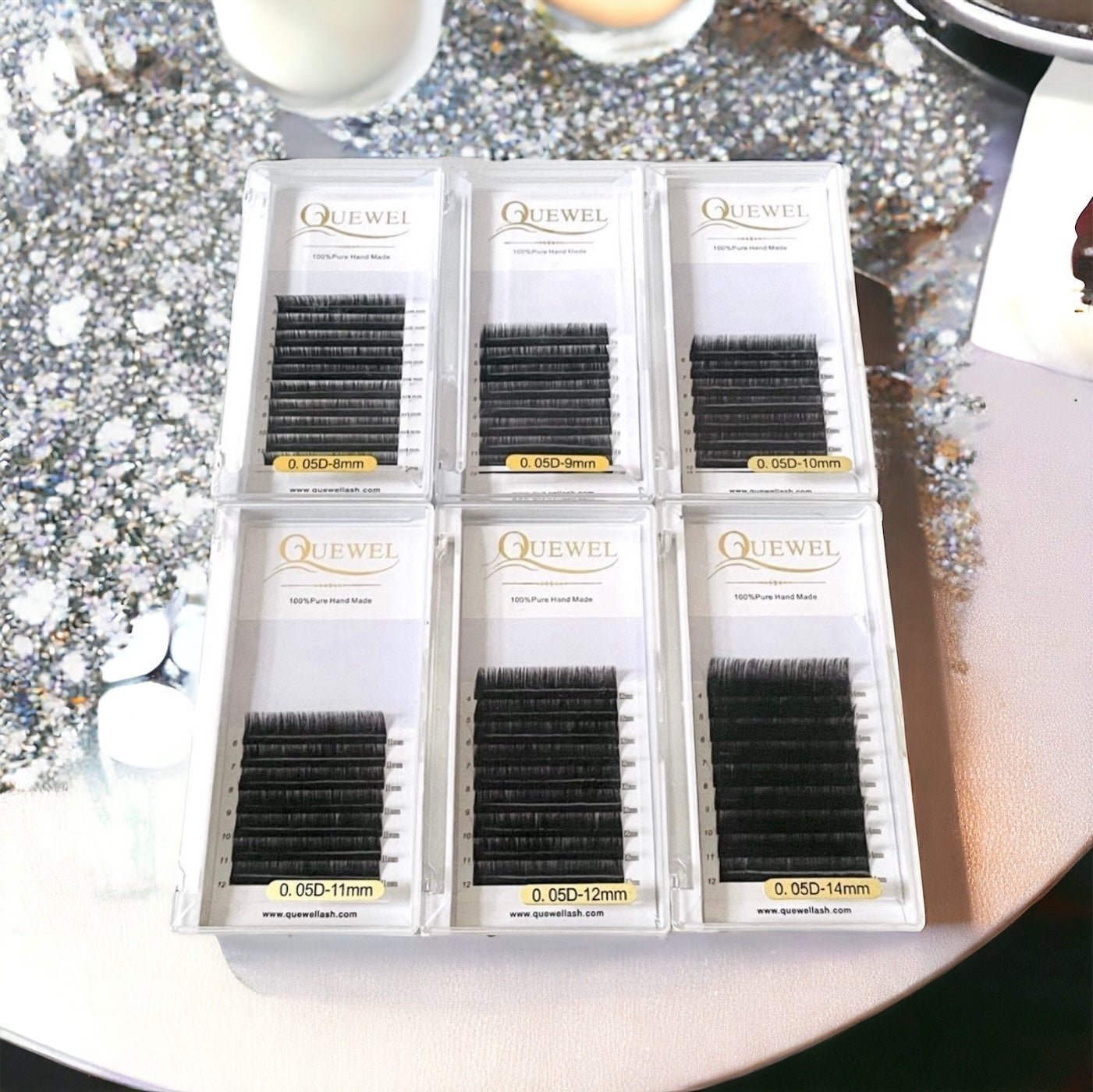 Lot of 6x Quewel Eyelash Extension Faux 100% Pure Hand Made Silk Lashes