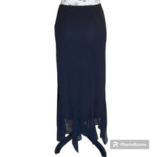 Alex Evening Black Chiffon Maxi Skirt with Handkerchief Hemline Women’s Size 1X